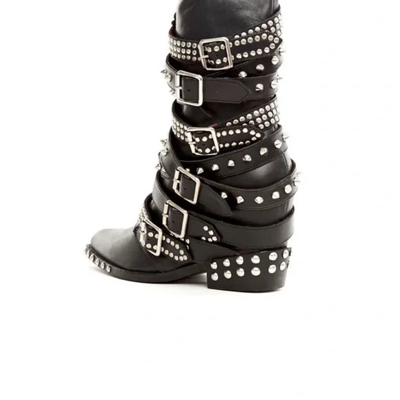 Jeffrey Campbell Draco Studded Black Boots Sz 11 New - Picture 5 of 6